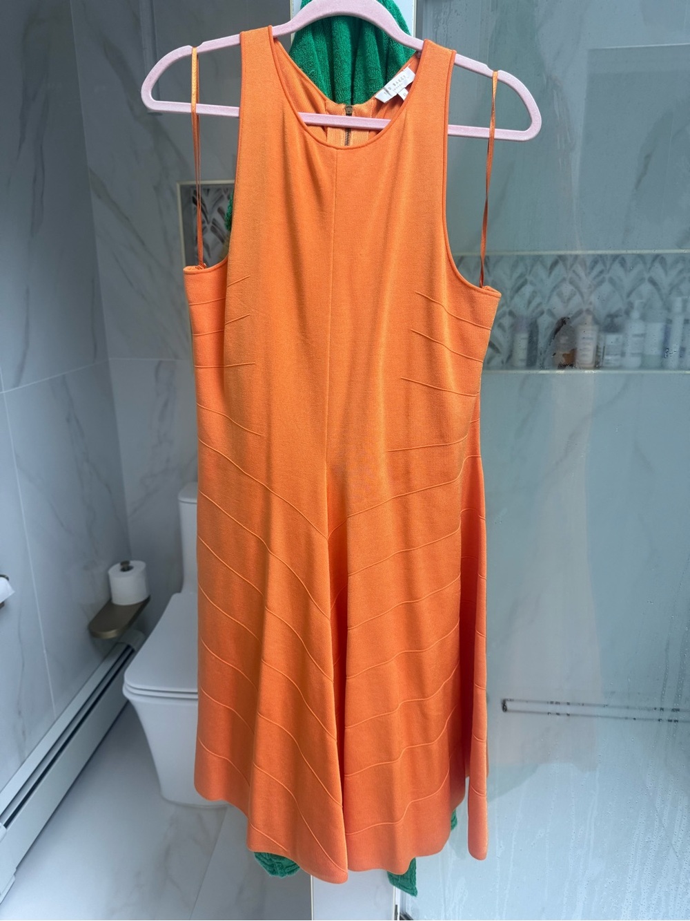 Ted Baker Vibrant Orange Sleeveless Dress size 6 but runs large. NWOT.